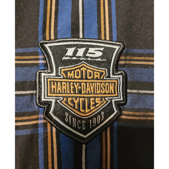 Harley Davidson 115th Anniversary Button-down Short Sleeve Shirt Plaid Size 3XL - Picture 3 of 8